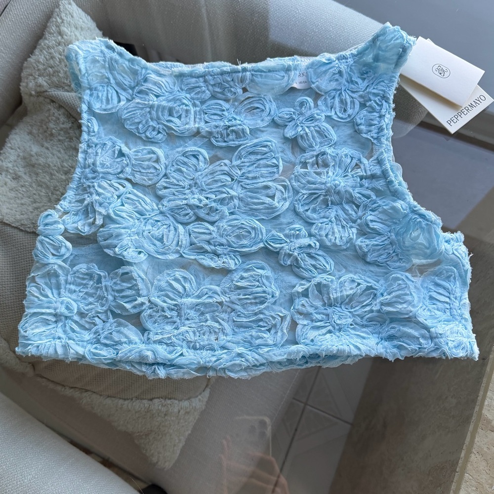 Peppermayo Fiorella Crop Top Light Blue Small